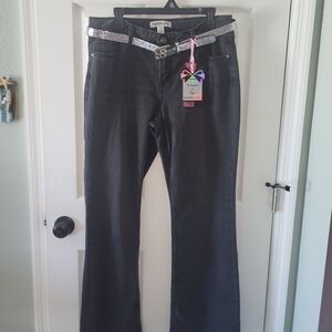 NWT Madden Girl Black Bootcut Jeans with Sparkle Belt